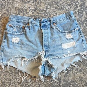 Levi's Light Blue Distressed Jean Shorts